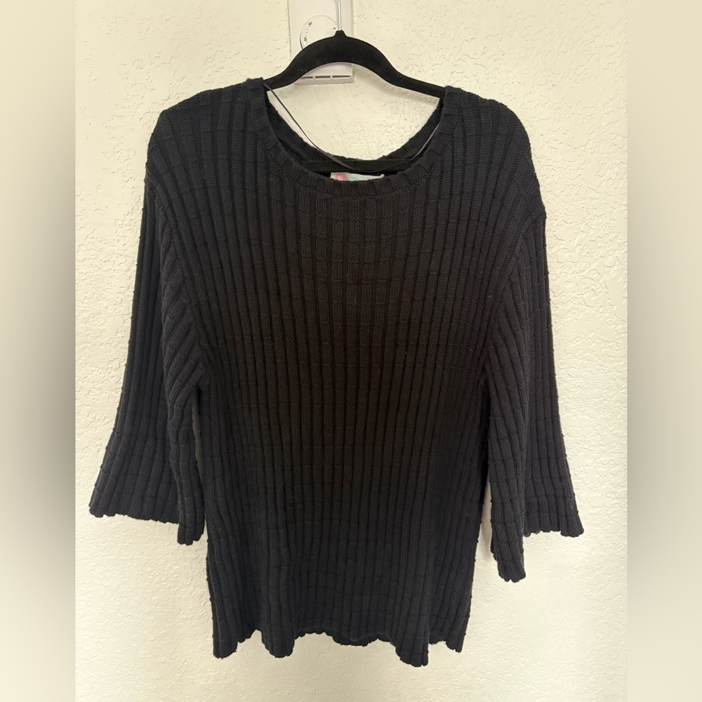 Free People Beach Black Ribbed Knit Sweater